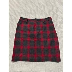 Eddie Bauer red and gray buffalo plaid wool skirt size 10